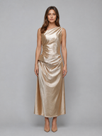 One Shoulder Satin Midi Dress