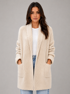 Open Front Cardigan with Pockets – Soft Knit Longline Style