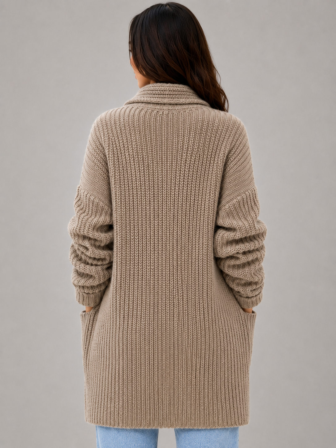 Open Front Cardigan with Pockets – Soft Knit Longline Style