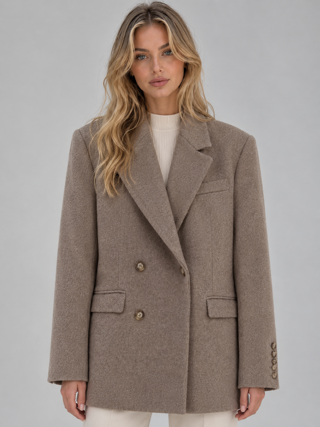 Oversized Double-Breasted Blazer – Tailored Longline Jacket