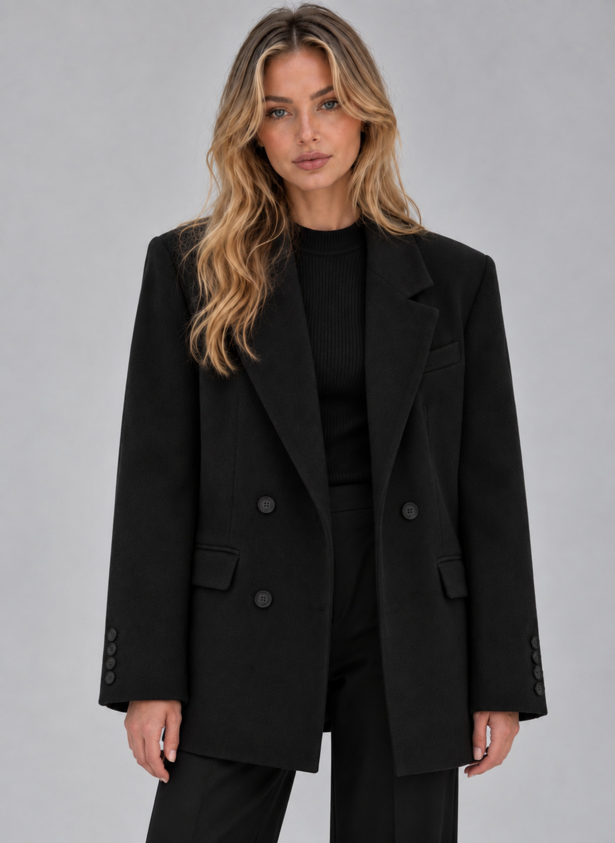 Oversized Double-Breasted Blazer – Tailored Longline Jacket