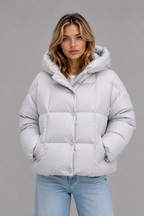 Oversized Hooded Puffer Jacket – High Collar Winter Coat