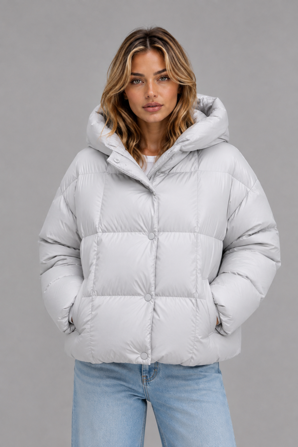 Oversized Hooded Puffer Jacket – High Collar Winter Coat