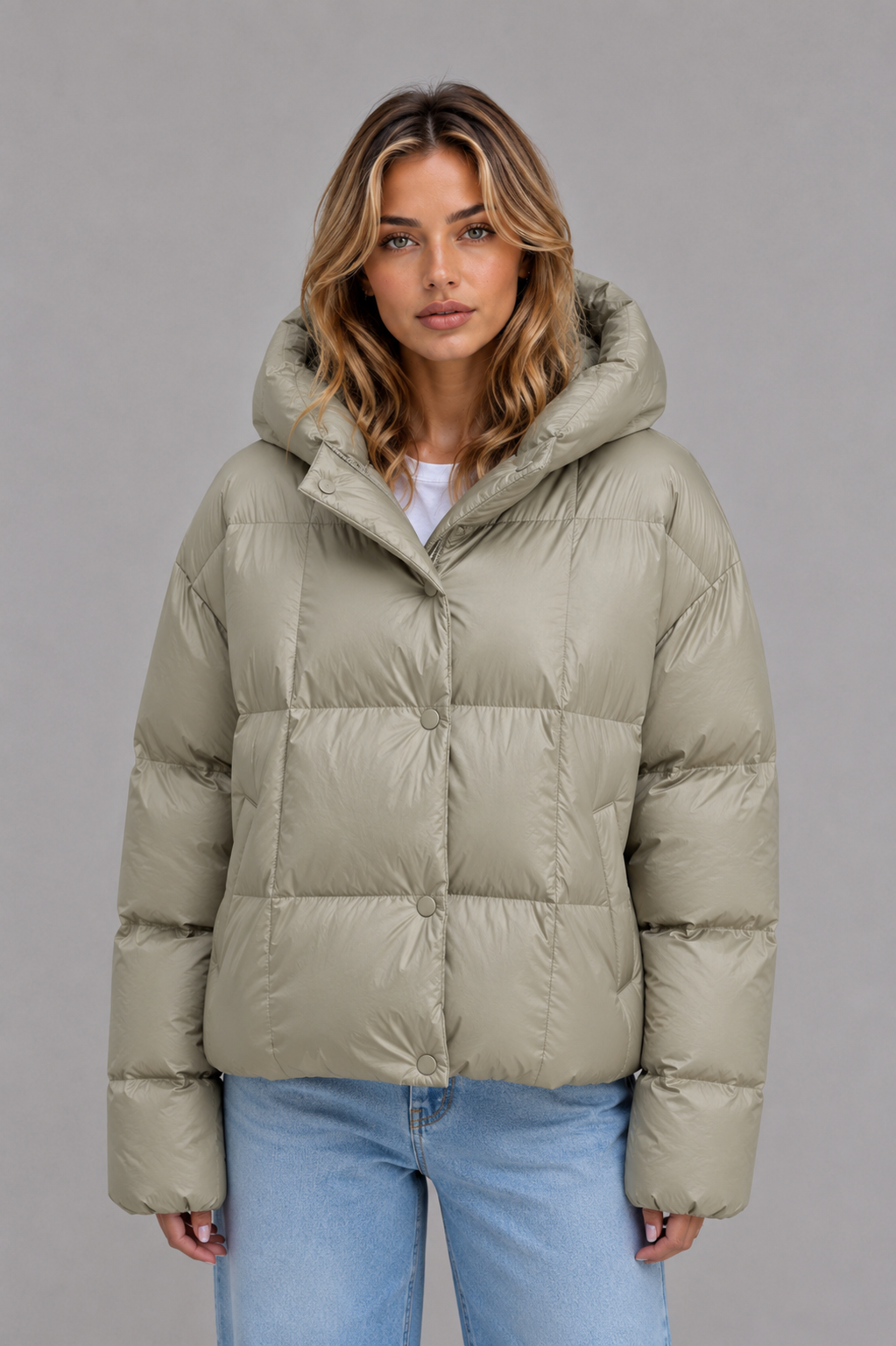 Oversized Hooded Puffer Jacket – High Collar Winter Coat
