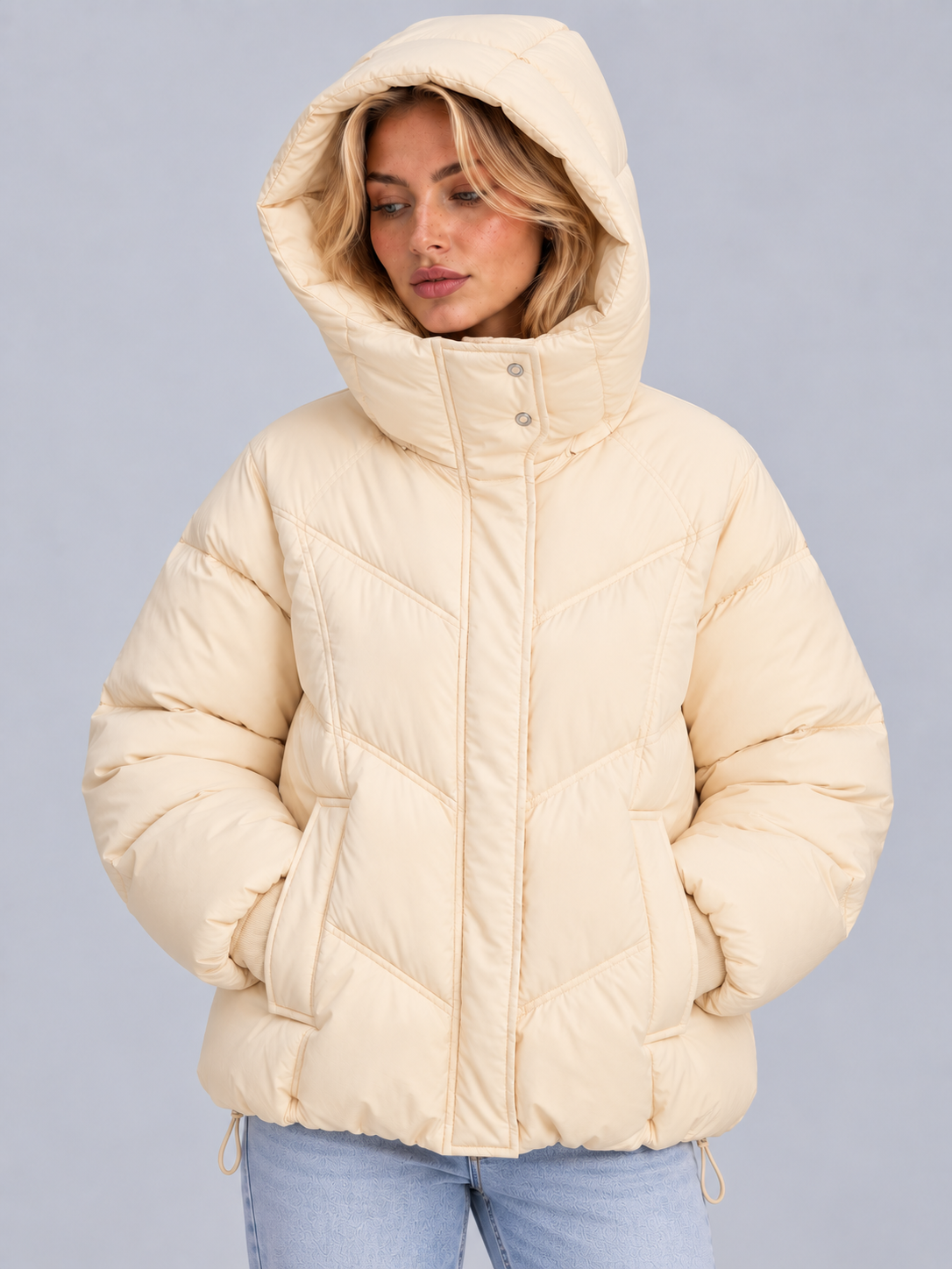 Oversized Hooded Quilted Puffer Jacket – Padded Winter Coat