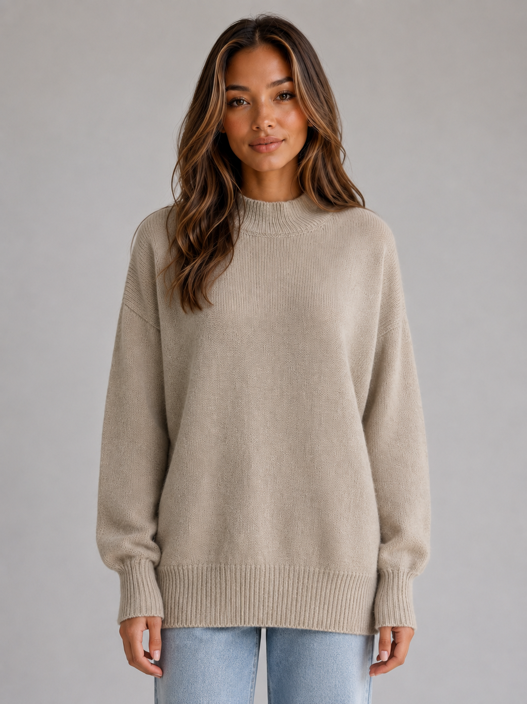 Oversized Knit Jumper – High Neck Longline Relaxed Fit