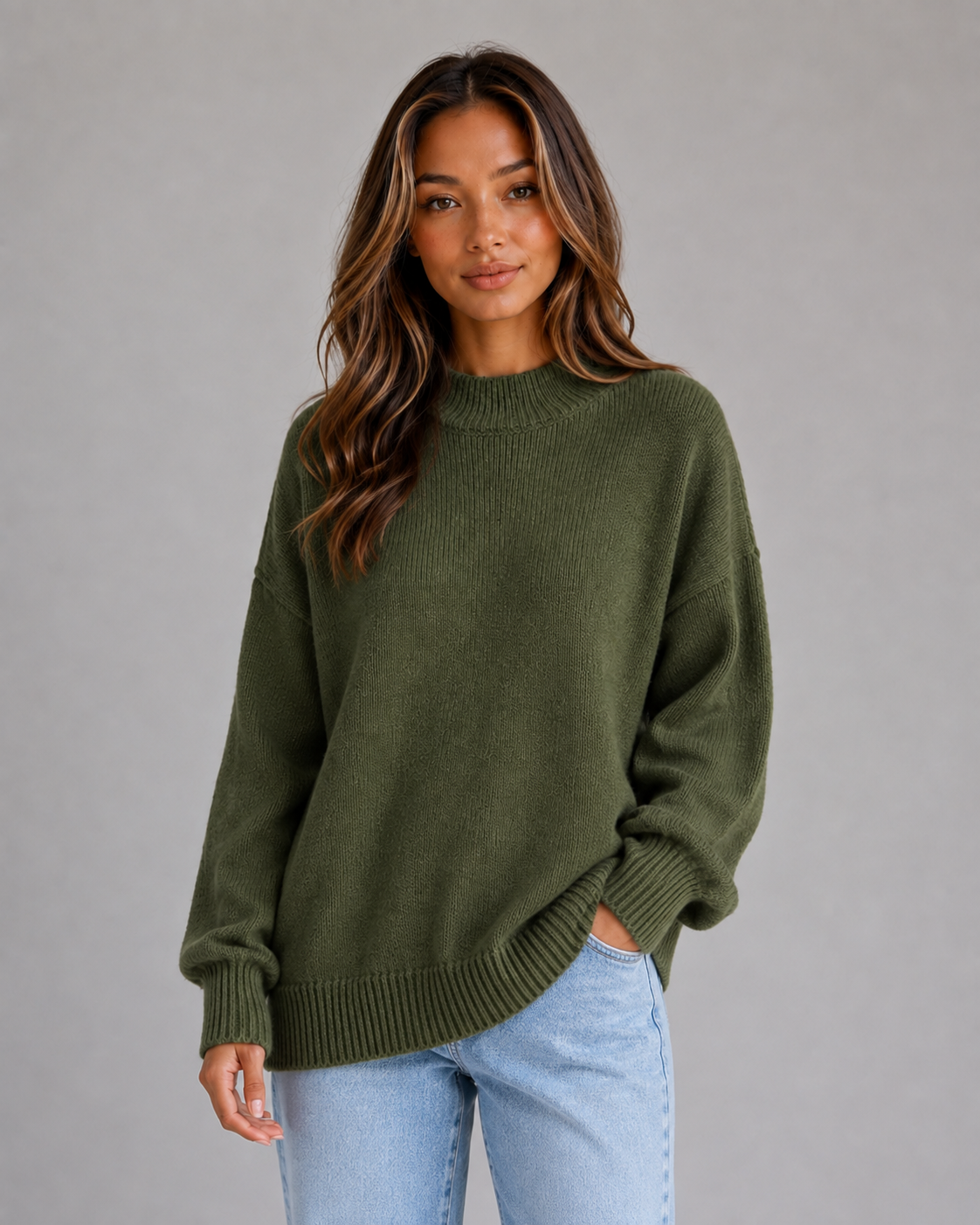 Oversized Knit Jumper – High Neck Longline Relaxed Fit