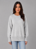 Oversized Knitted Jumper – Long Sleeve Crew Neck Sweater