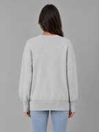 Oversized Knitted Jumper – Long Sleeve Crew Neck Sweater