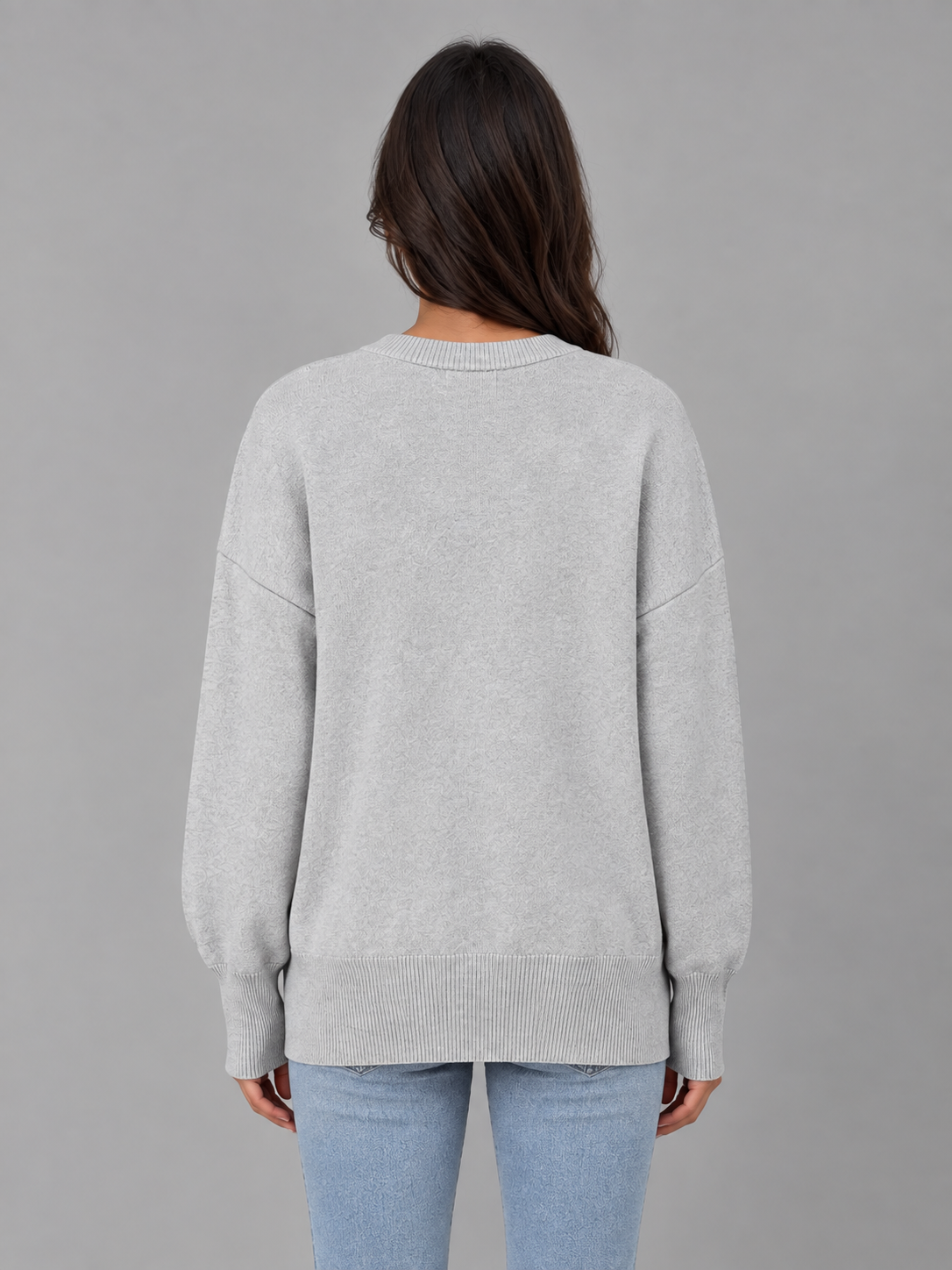 Oversized Knitted Jumper – Long Sleeve Crew Neck Sweater