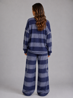 Oversized Striped Two-Piece Lounge Set – Sweatshirt & Wide Leg Trousers