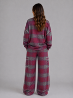 Oversized Striped Two-Piece Lounge Set – Sweatshirt & Wide Leg Trousers