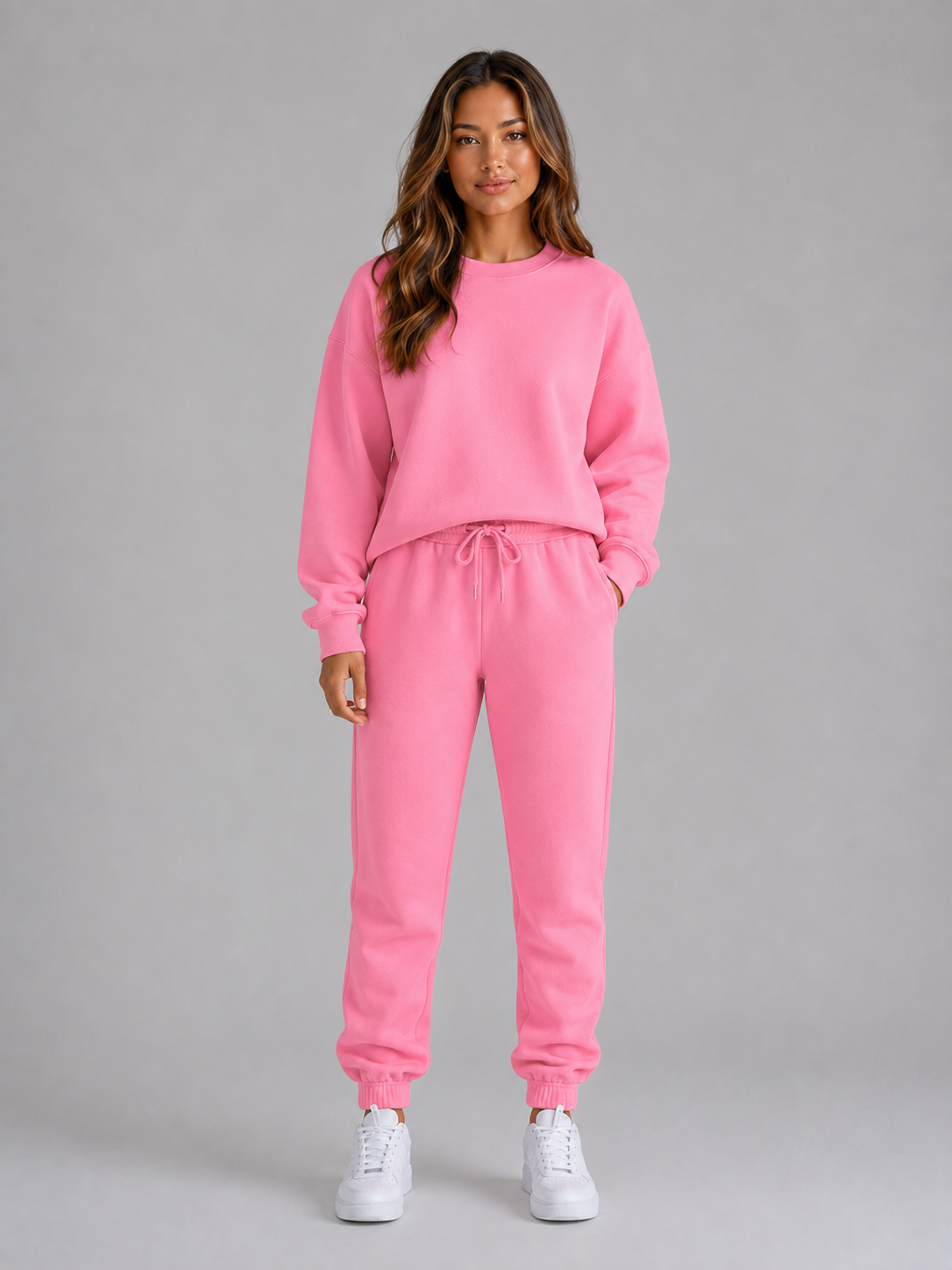 Oversized Tracksuit Set – Crew Neck Sweatshirt & Cuffed Joggers