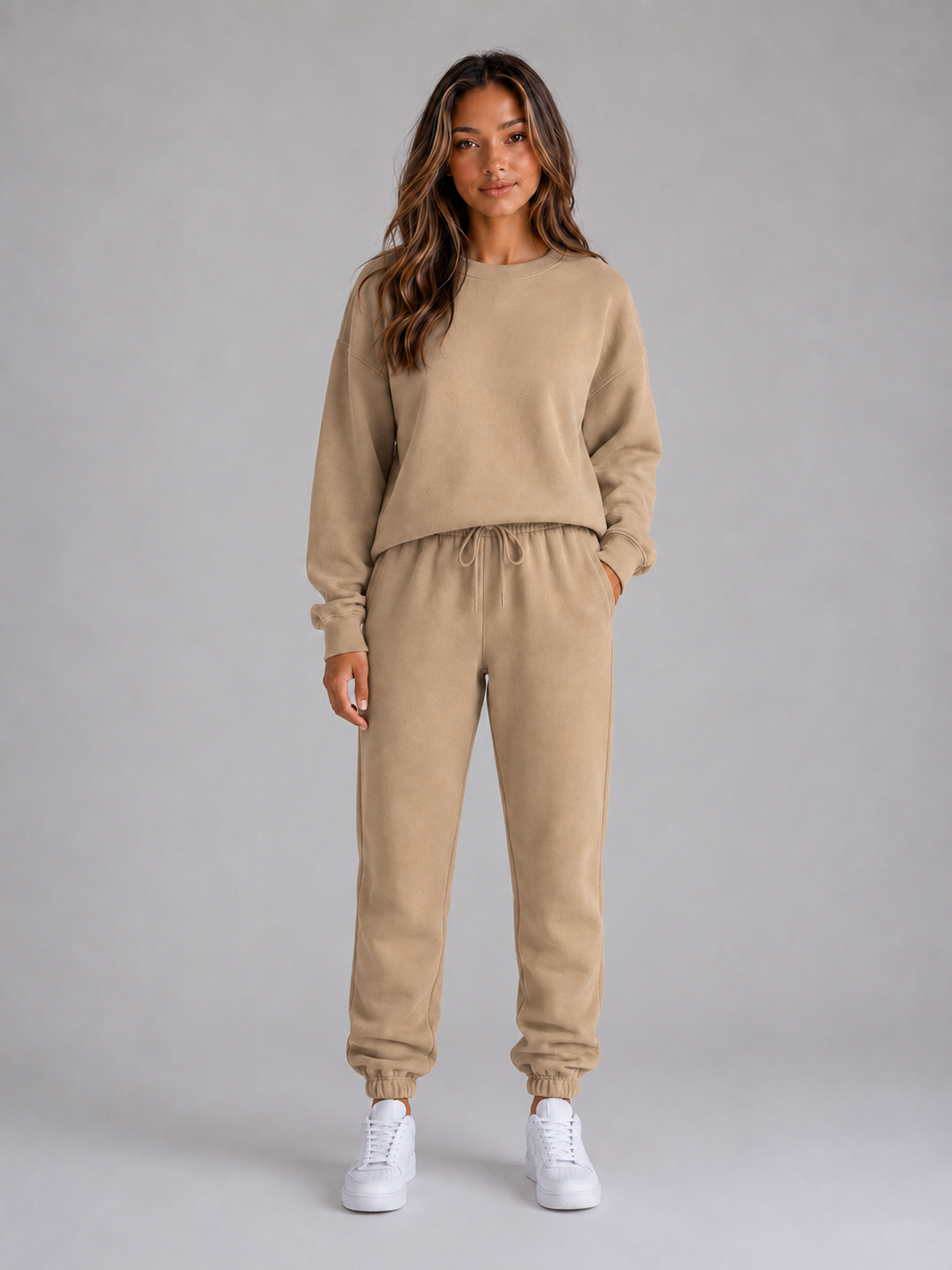 Oversized Tracksuit Set – Crew Neck Sweatshirt & Cuffed Joggers