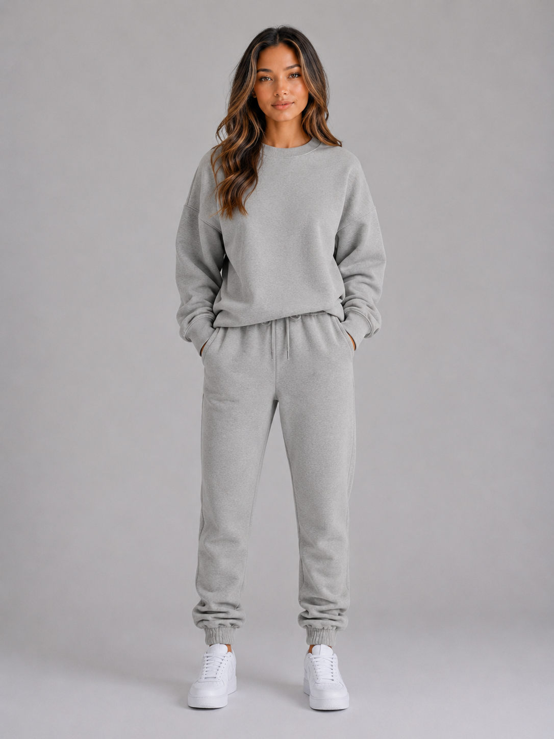 Oversized Tracksuit Set – Crew Neck Sweatshirt & Cuffed Joggers