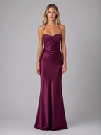 Pearl Embellished Satin Maxi Dress