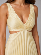 Pleated Cut-Out Midi Dress