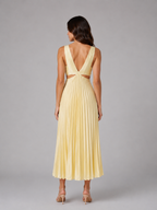 Pleated Cut-Out Midi Dress