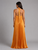 Pleated Halterneck Maxi Dress