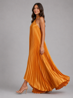 Pleated Halterneck Maxi Dress