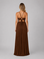 Pleated Halterneck Maxi Dress