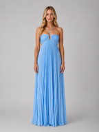 Pleated Halterneck Maxi Dress