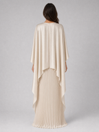 Pleated Cape Sleeve Maxi Dress