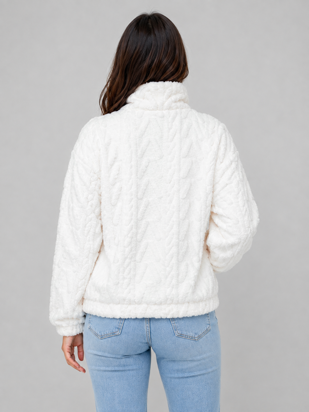 Plush Half Zip Pullover – High Neck Fleece Jacket