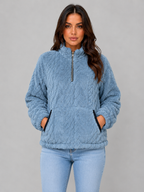 Plush Half Zip Pullover – High Neck Fleece Jacket