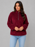 Plush Half Zip Pullover – High Neck Fleece Jacket