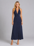 Polka Dot Halter Maxi Dress