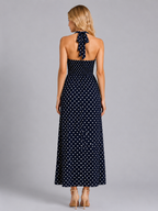 Polka Dot Halter Maxi Dress