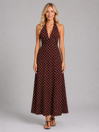 Polka Dot Halter Maxi Dress