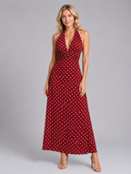 Polka Dot Halter Maxi Dress