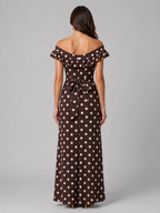 Off-Shoulder Polka Dot Maxi Dress