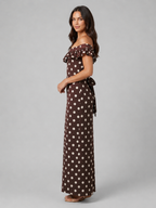 Off-Shoulder Polka Dot Maxi Dress