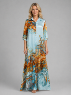 Printed Shirt Maxi Dress