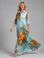 Printed Shirt Maxi Dress