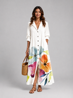 Printed Shirt Maxi Dress
