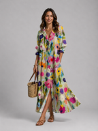 Printed Shirt Maxi Dress
