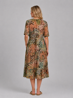 Printed V-Neck Midi Dress