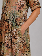 Printed V-Neck Midi Dress