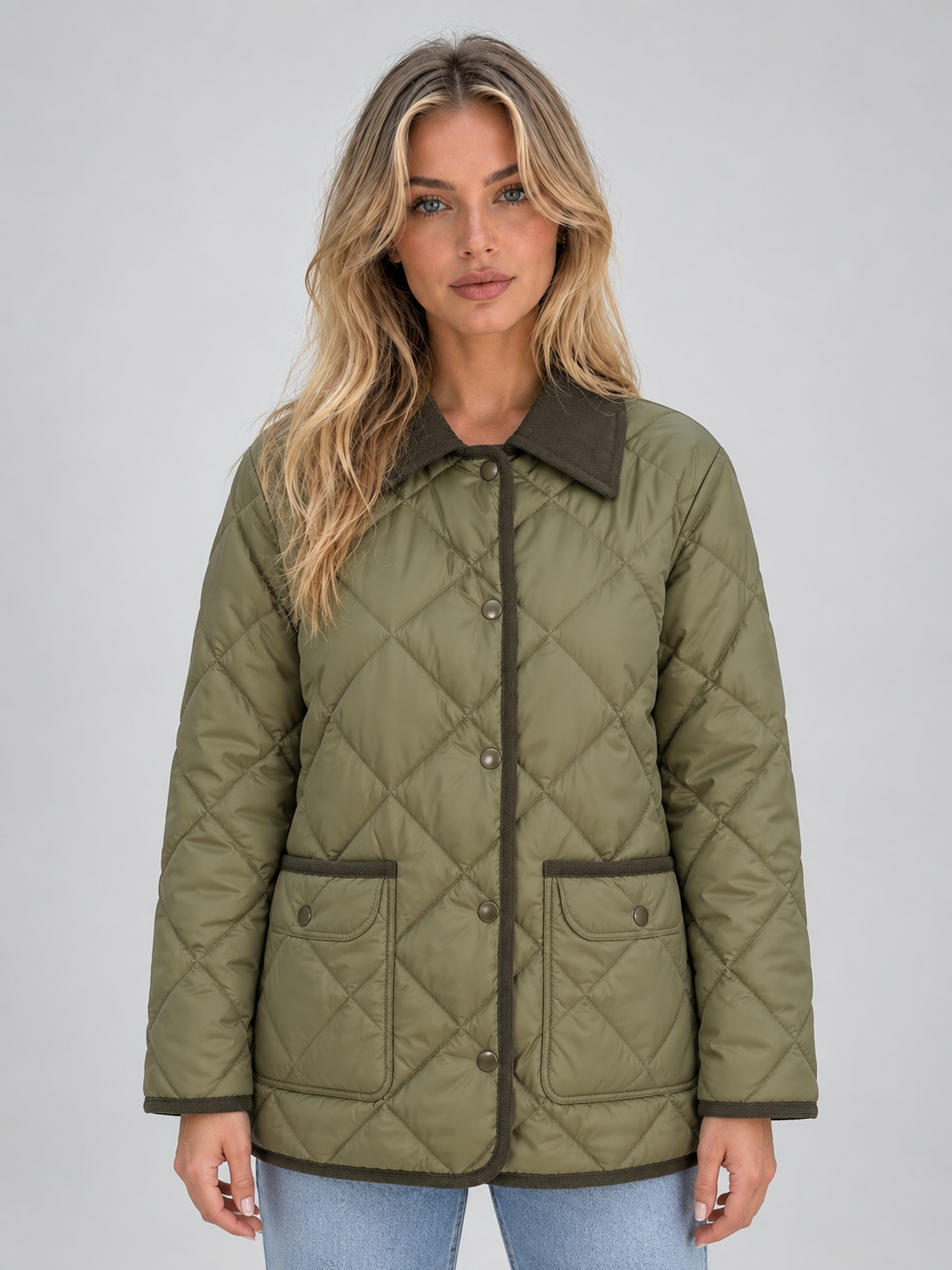 Quilted Padded Jacket – Corduroy Collar Country Coat