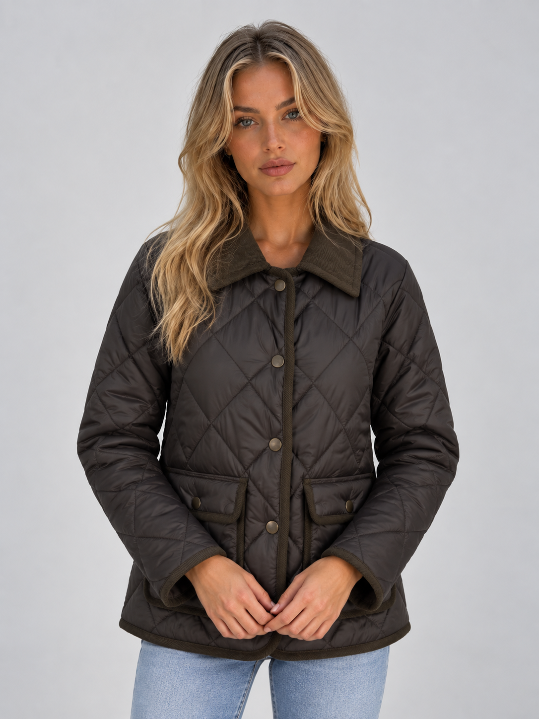 Quilted Padded Jacket – Corduroy Collar Country Coat