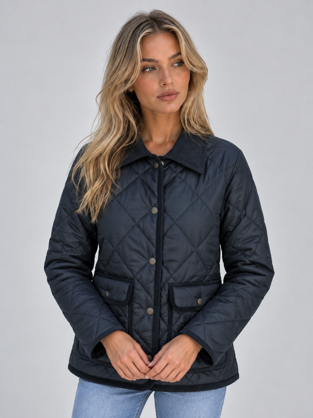 Quilted Padded Jacket – Corduroy Collar Country Coat