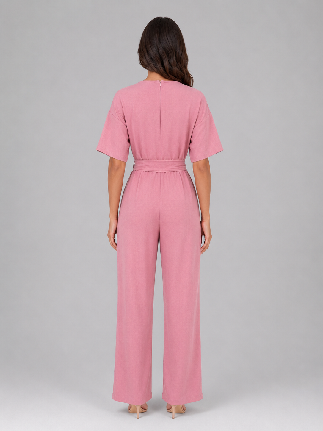 Women's Tie Waist Wide Leg Jumpsuit