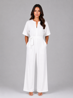 Tie Waist Wide Leg Jumpsuit
