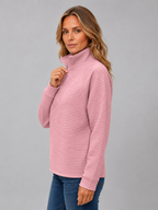 Ribbed Half Zip Pullover – Casual Knit Zip Neck Jumper