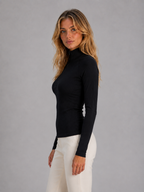 Ribbed Half Zip Top – High Neck Long Sleeve