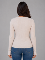 Ribbed Knit Cardigan – V-Neck Button Up Jumper